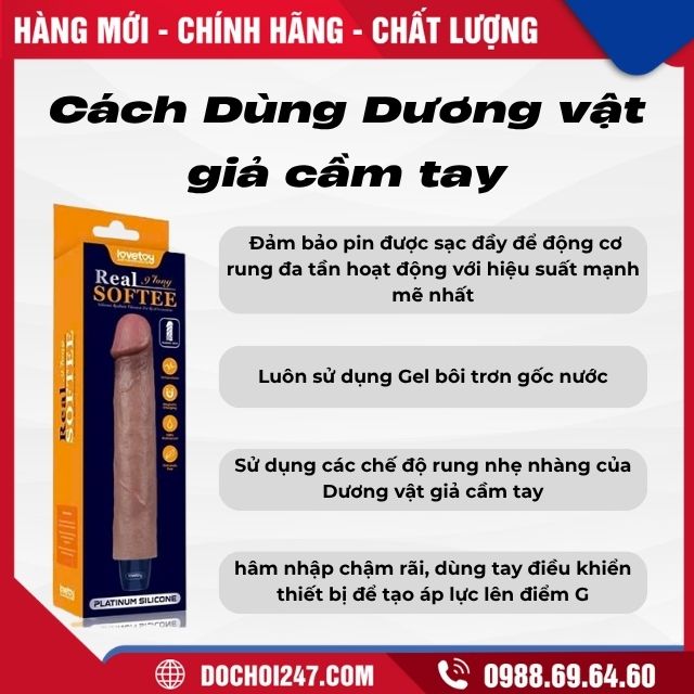 Dương vật giả cẩm tay Lovetoy REAL SOFTEE siêu mềm rung 2