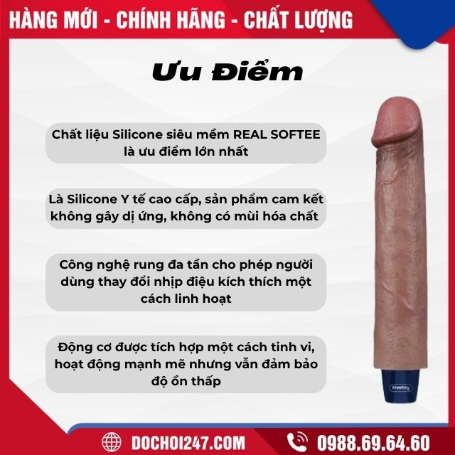 Dương vật giả cẩm tay Lovetoy REAL SOFTEE siêu mềm rung 3