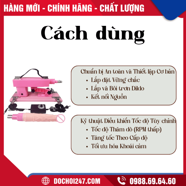 Máy dương vật giả dildo machine (màu hồng)