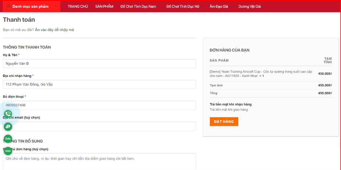 thông tin mua hàng