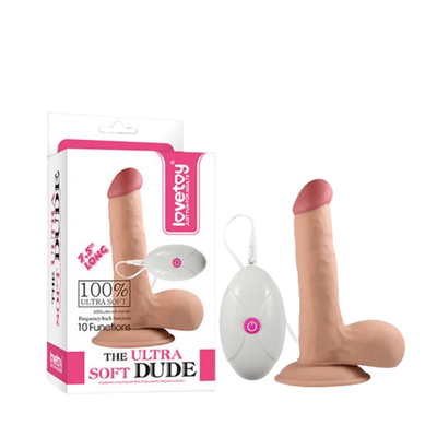 Dương vật silicon cong mềm có rung Lovetoy Ultra Soft Dude 8.5 inch DV12787