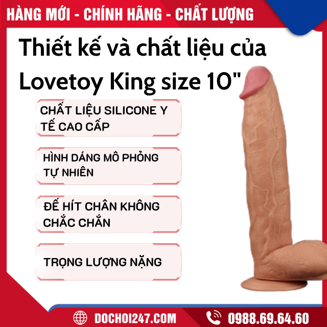 Thiết kế và chất liệu của Dương vật giả Lovetoy King size 10"